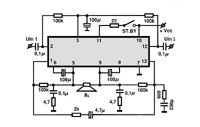 TDA1510,A,AQ BTL circuito eletronico